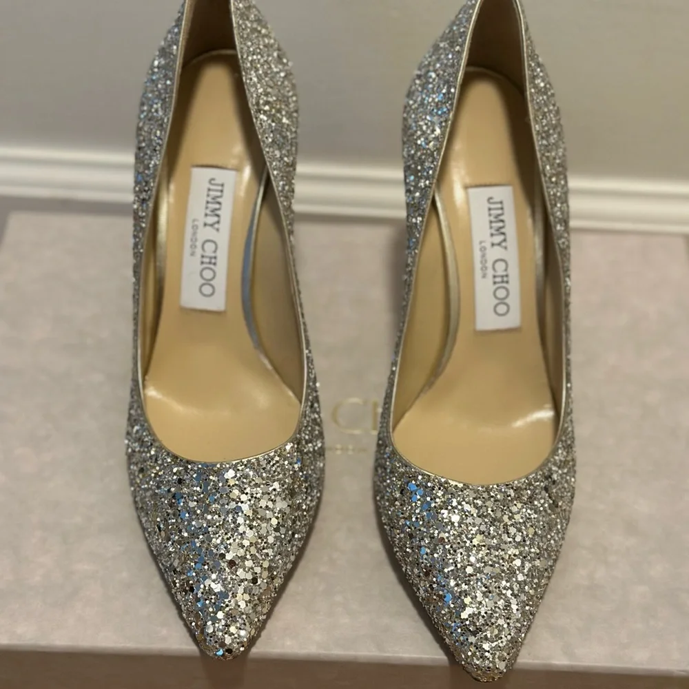 Jimmy Choo Romy Glitter Pumps - Picture 3 of 5